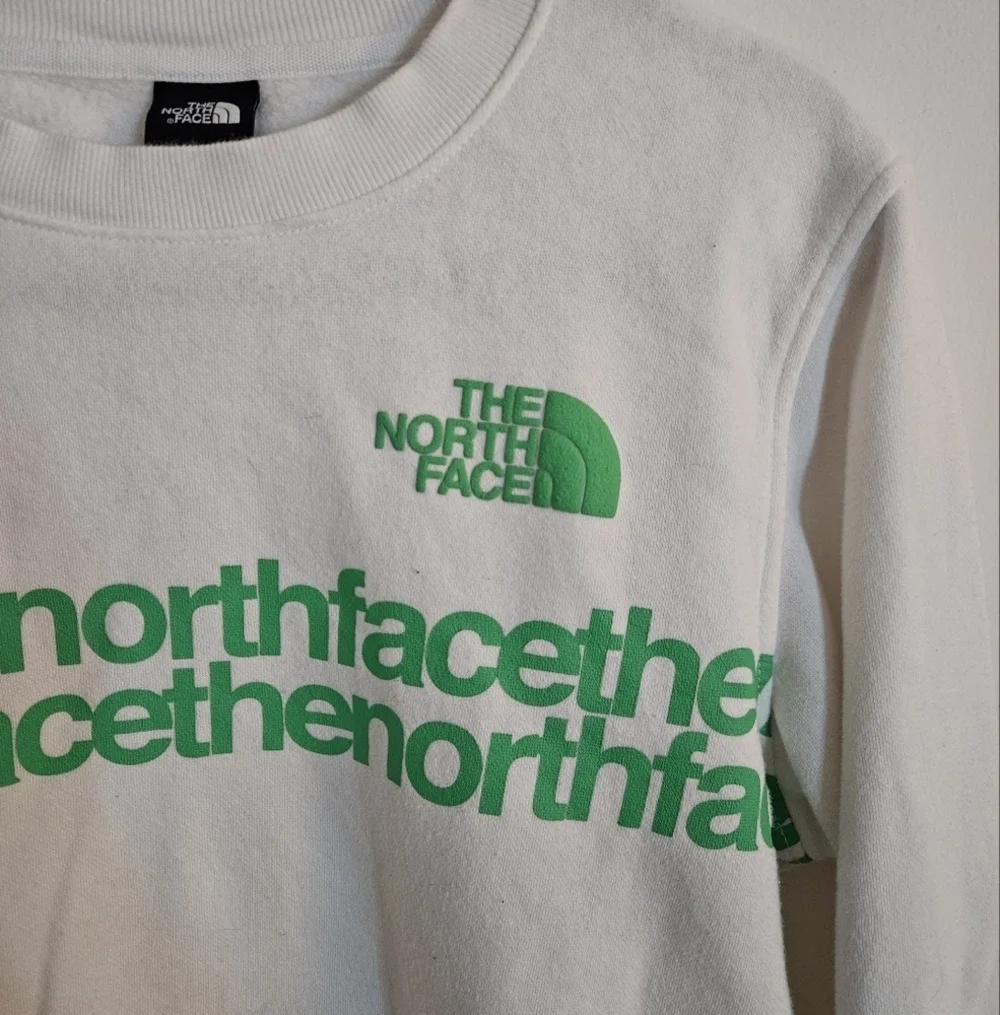 The North Face Mens Crew Sweatshirts TNF White & Chlorophyll Green size Small
